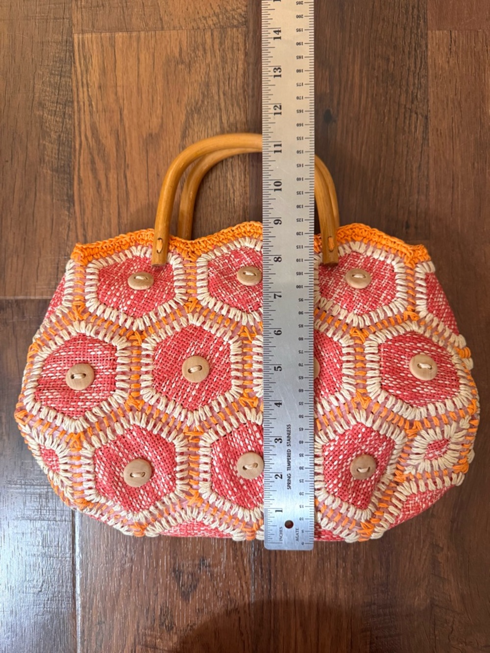 Top handle raffia bag, NWOT - Picture 10 of 11
